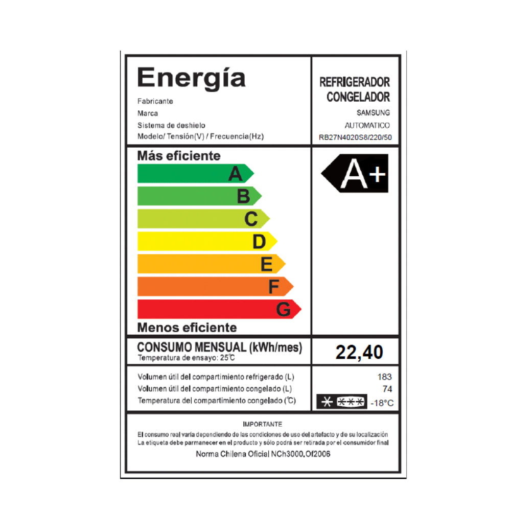 Refrigerador RB-27N4020S8 257 Litros Samsung