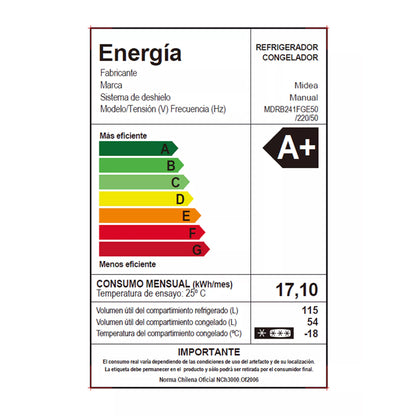Refrigerador Frío Directo MDRB241FGE50 167 Lts.