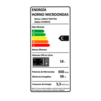Horno Microondas 18 Litros UT-Sidney