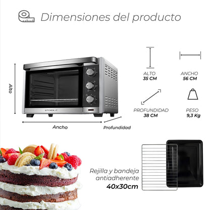 Horno Eléctrico 45L Silver Series Kitchen-It