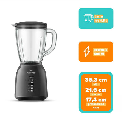 Licuadora MBL40 Negro 1,5 Litros