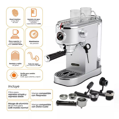 Cafetera Espresso Bari 5 en 1 Kitchen-It
