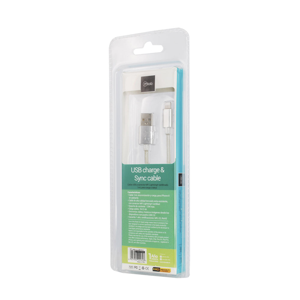 Cable Certificado Lightning a USB Silver