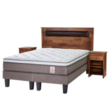 Cama Europea New Style 6 2 Plazas Base Dividida + Respaldo 2 Veladores