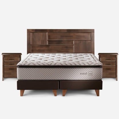 Cama Europea Nest 2 Plazas Base Dividida + Mueble Doce