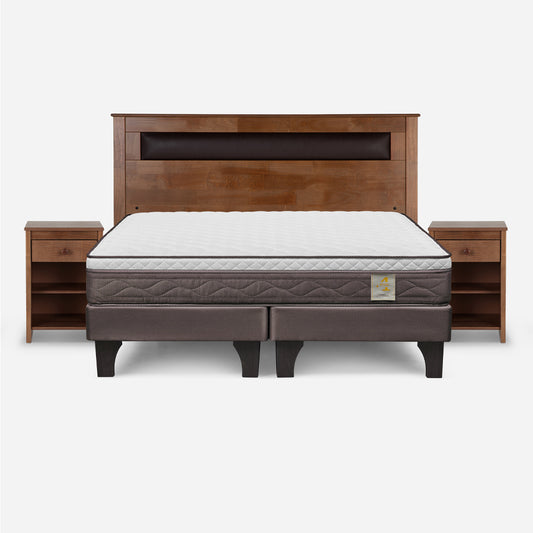 Cama Europea New Style 4 Plus 2 Plazas Base Divida + Muebles Ferrara