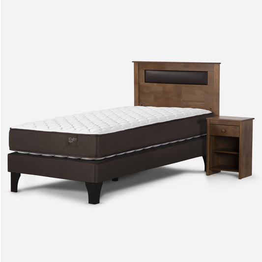 Cama Europea New Ergo T 1,5 Plazas + Muebles Ferrara