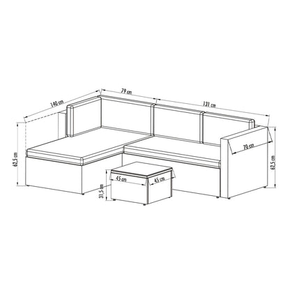 Juego de Terraza Living Seccional Livorno 4 Personas Café