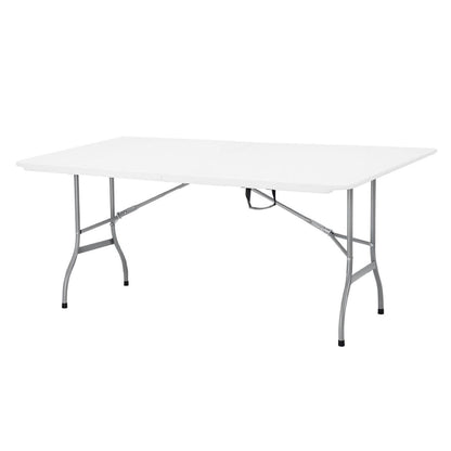 Mesa Plegable Tipo Maleta Rectangular 75x74x180 cm Blanco