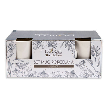 Set 6 Mugs 325 cc Porcelana